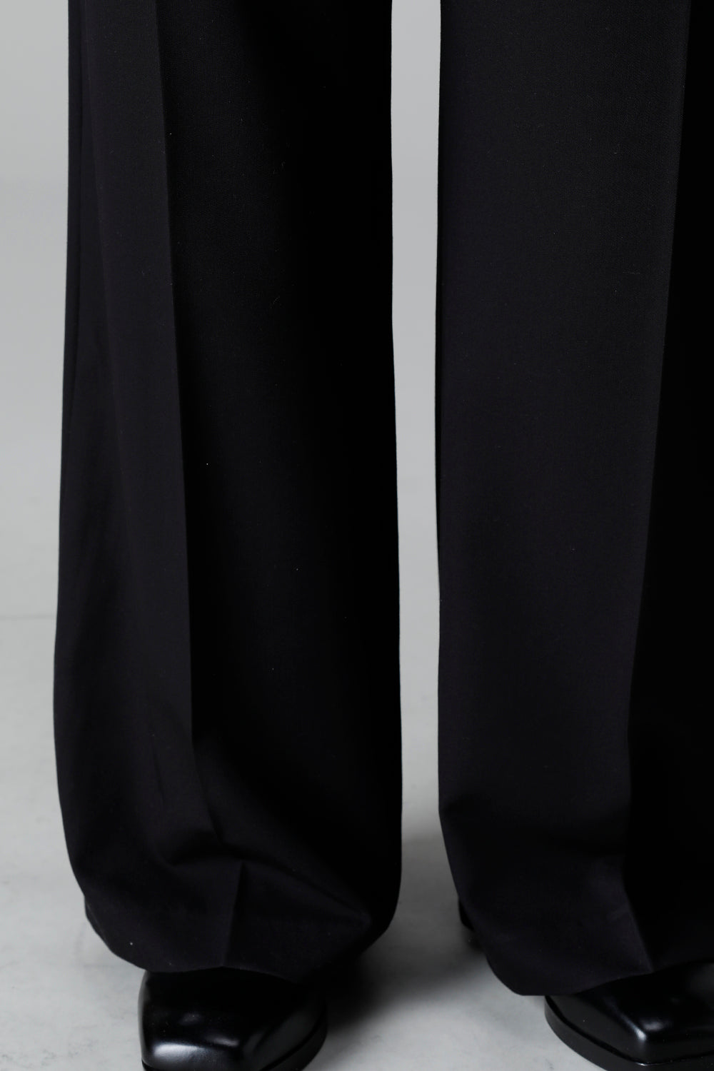 T/R Dry gabardine Stretch Tuck Wide pants Black