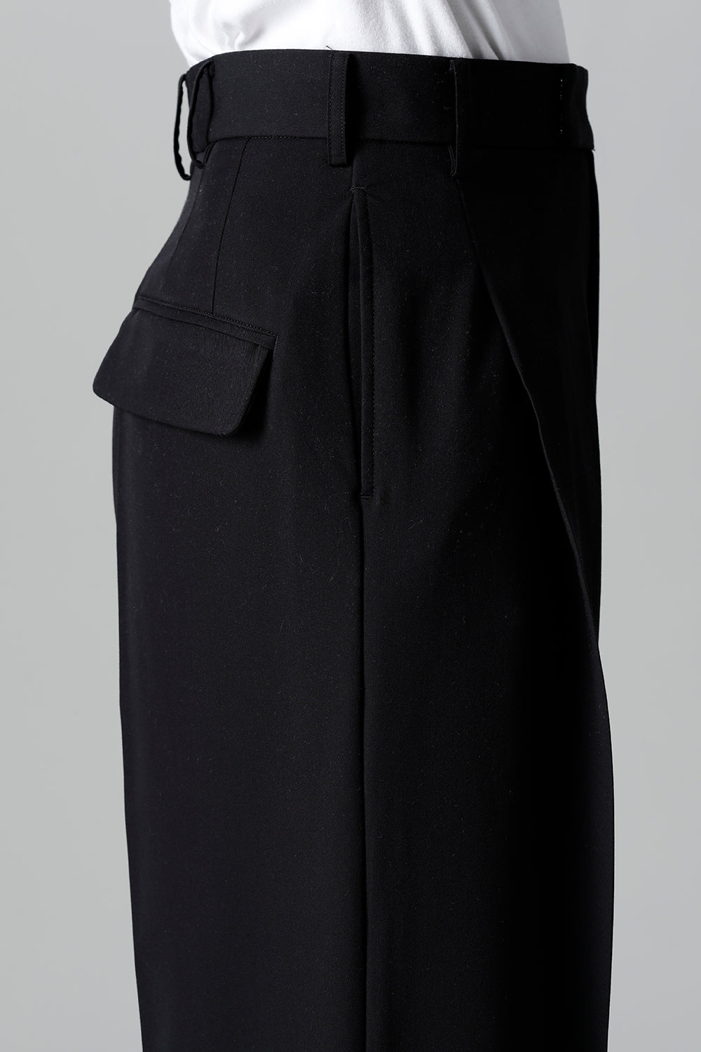 T/R Dry gabardine Stretch Tuck Wide pants Black