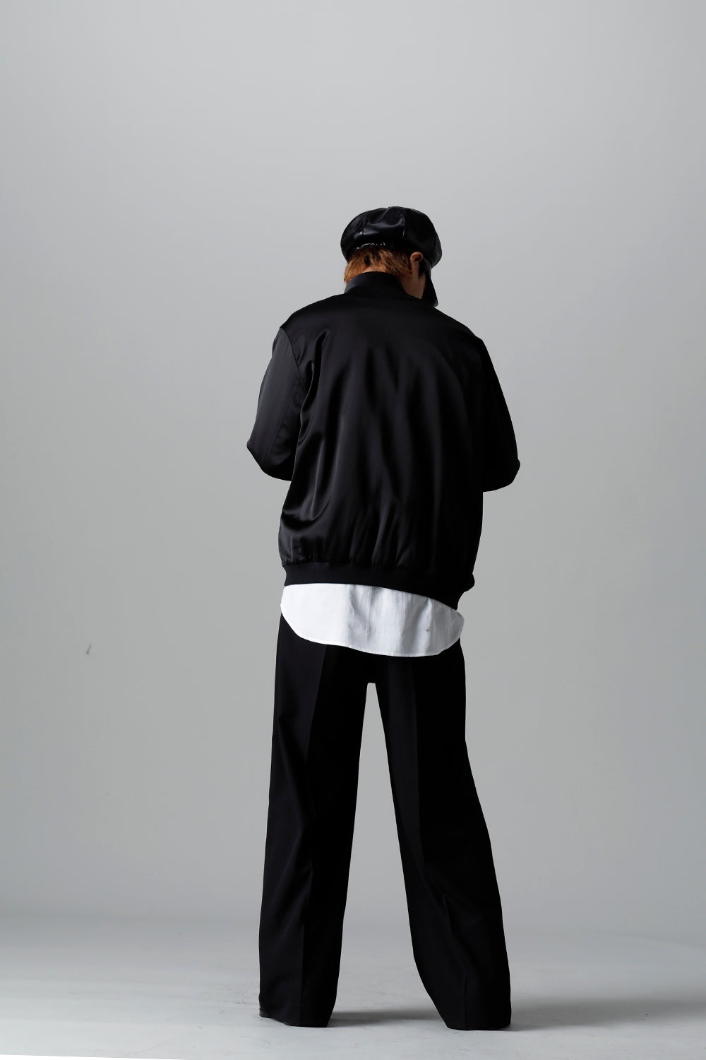 T/R Dry gabardine Stretch Tuck Wide pants Black