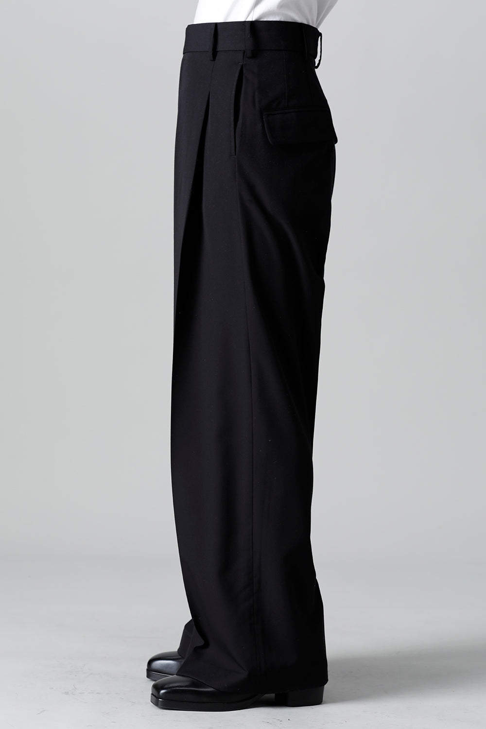 T/R Dry gabardine Stretch Tuck Wide pants Black