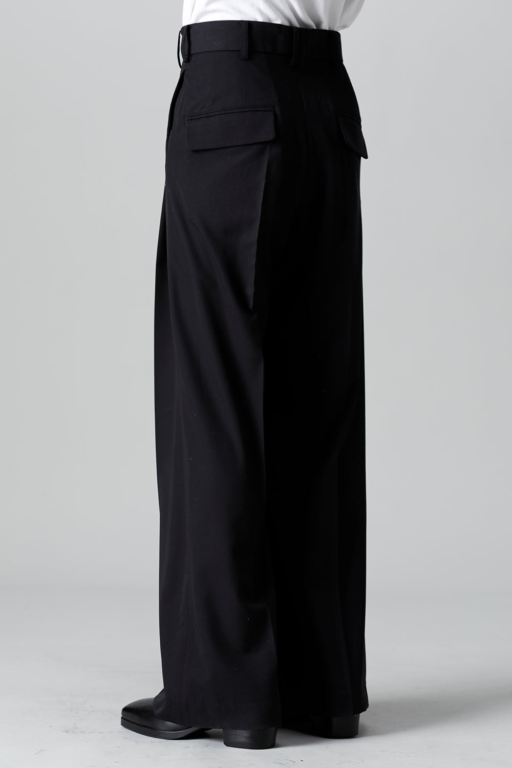 T/R Dry gabardine Stretch Tuck Wide pants Black