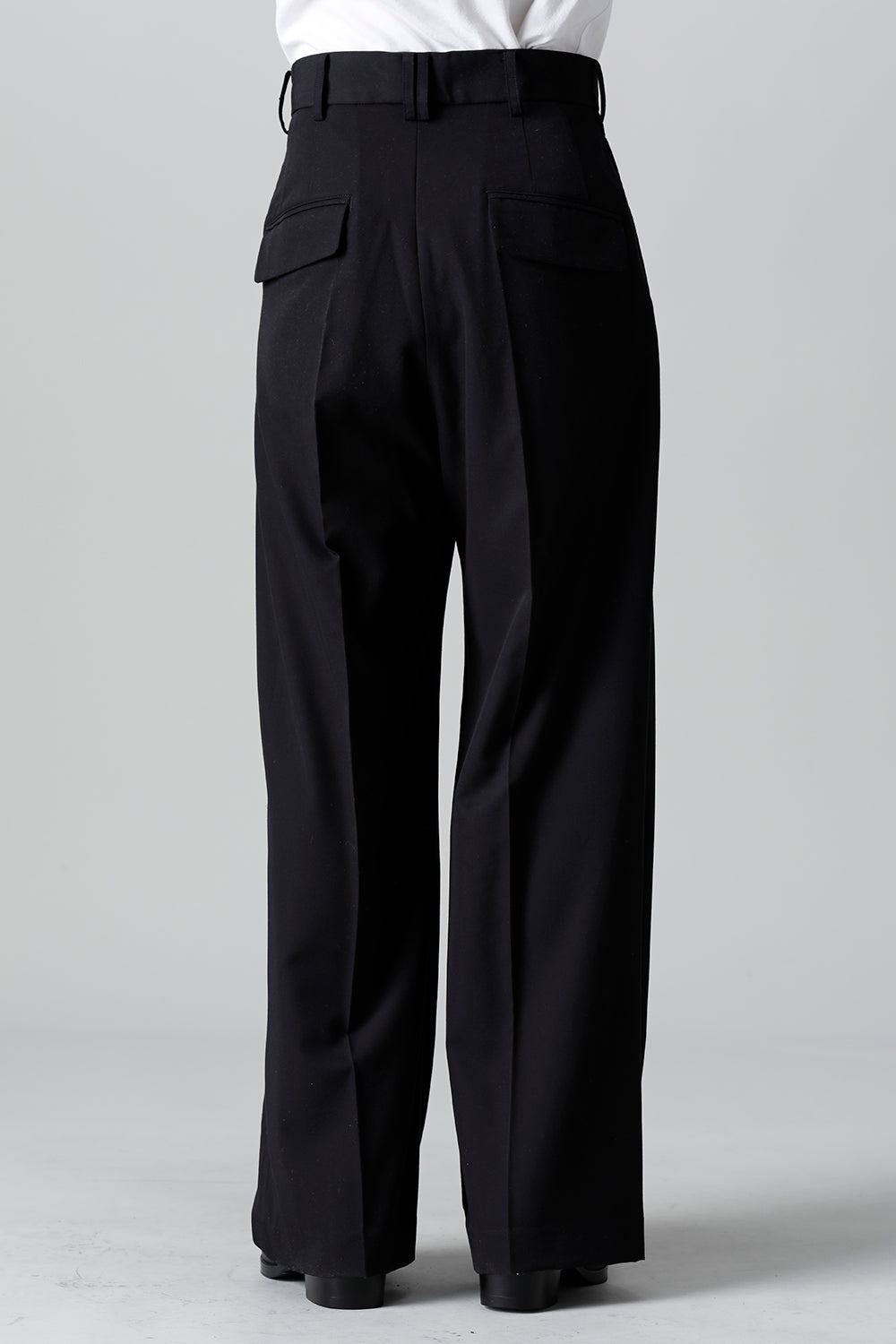 T/R Dry gabardine Stretch Tuck Wide pants Black