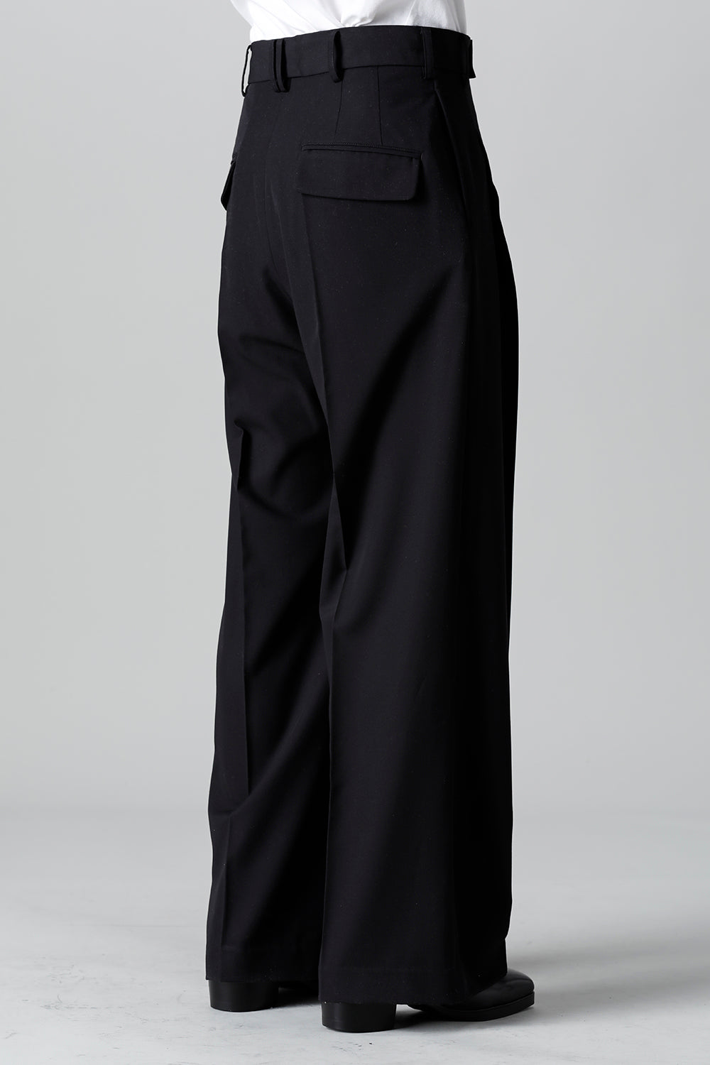 T/R Dry gabardine Stretch Tuck Wide pants Black