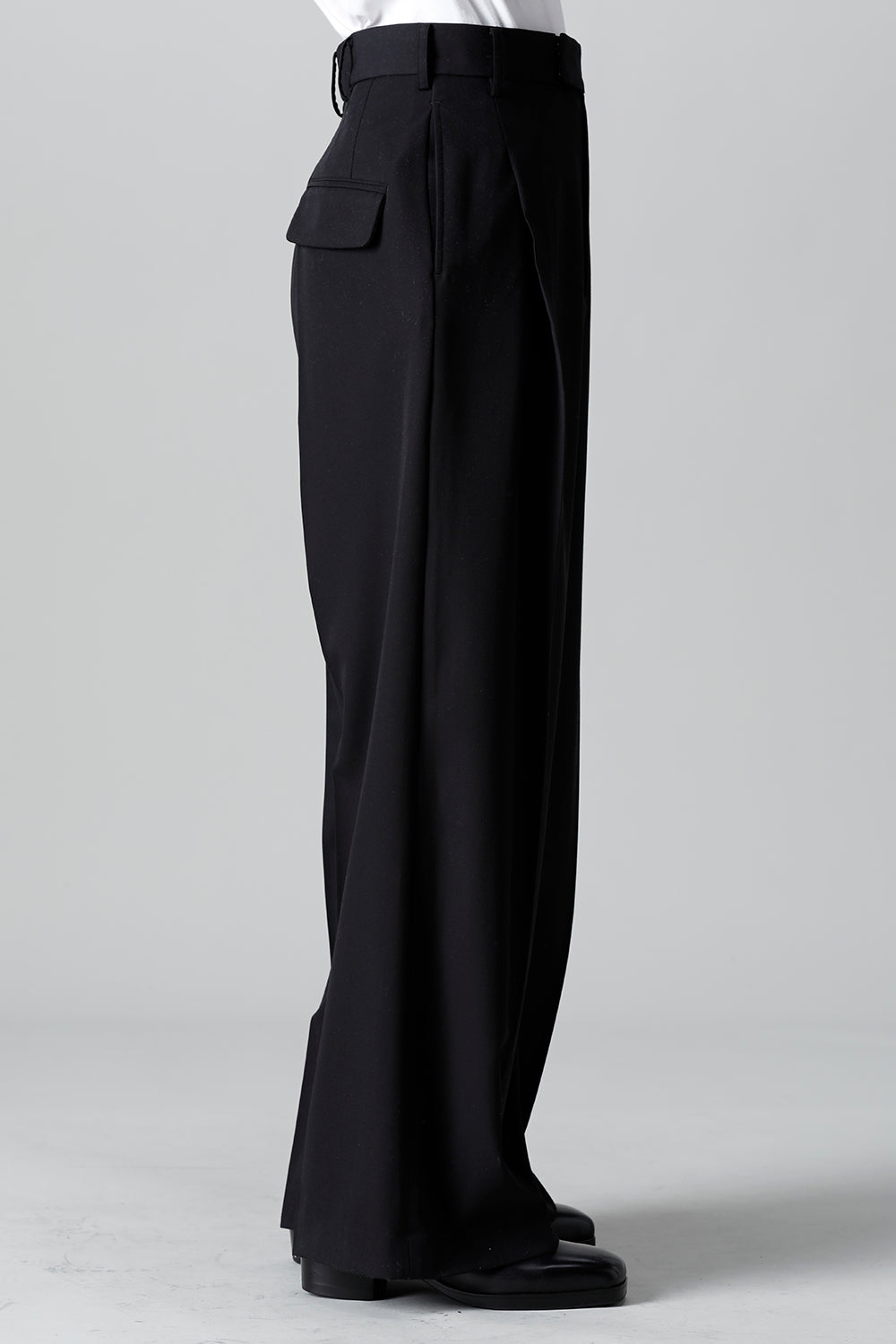 T/R Dry gabardine Stretch Tuck Wide pants Black