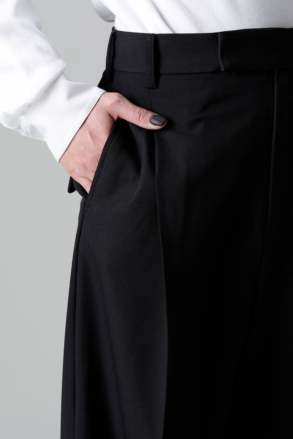 T/R Dry gabardine Stretch Tuck Wide pants Black