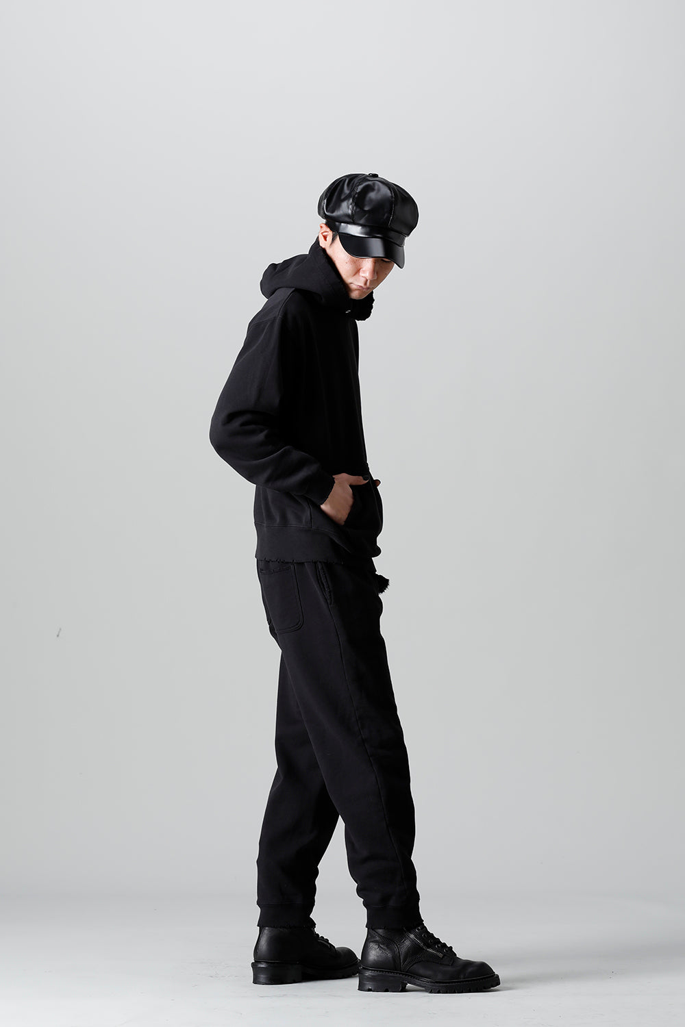 ミドル裏毛 ダメージ スウェット パンツ ブラック