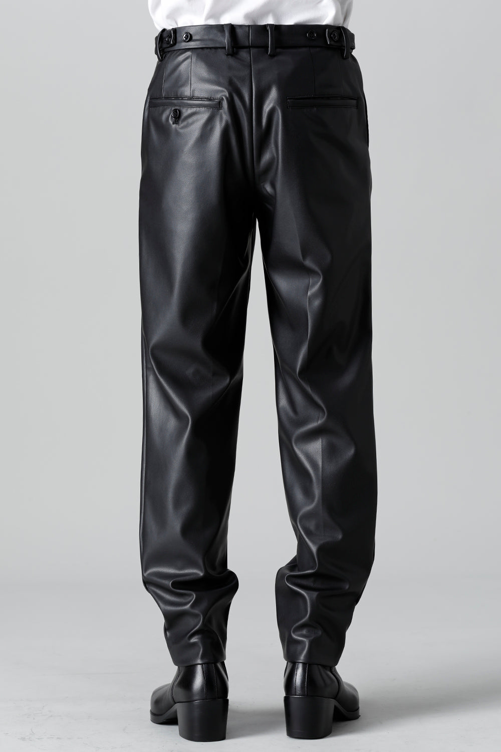 Airy Fake Leather  Faux Leather 2 Tuck Pants