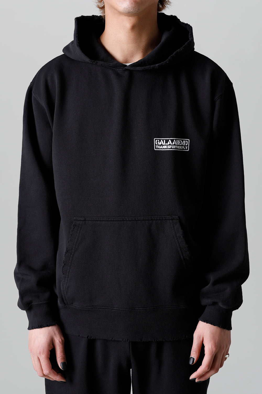 Middle fleece Damage hoodie Black