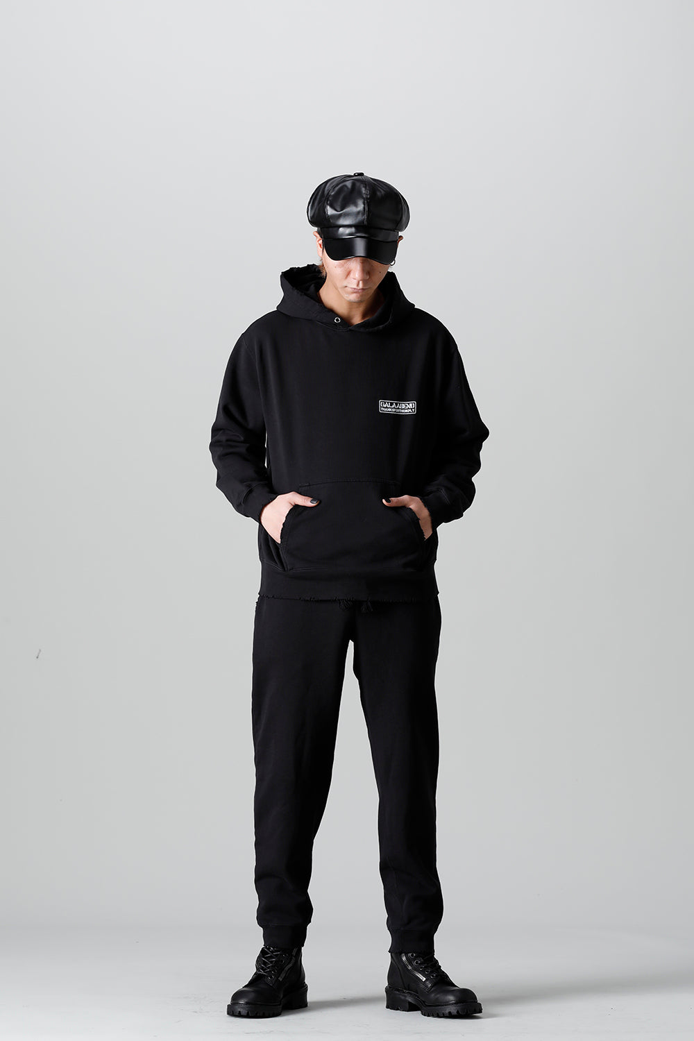 Middle fleece Damage hoodie Black