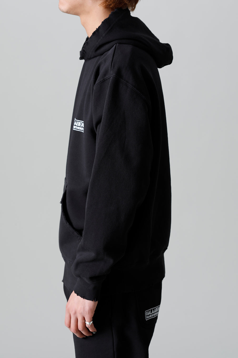 Middle fleece Damage hoodie Black
