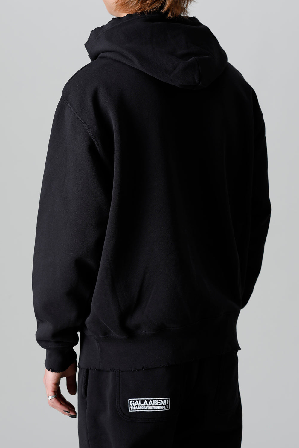 Middle fleece Damage hoodie Black
