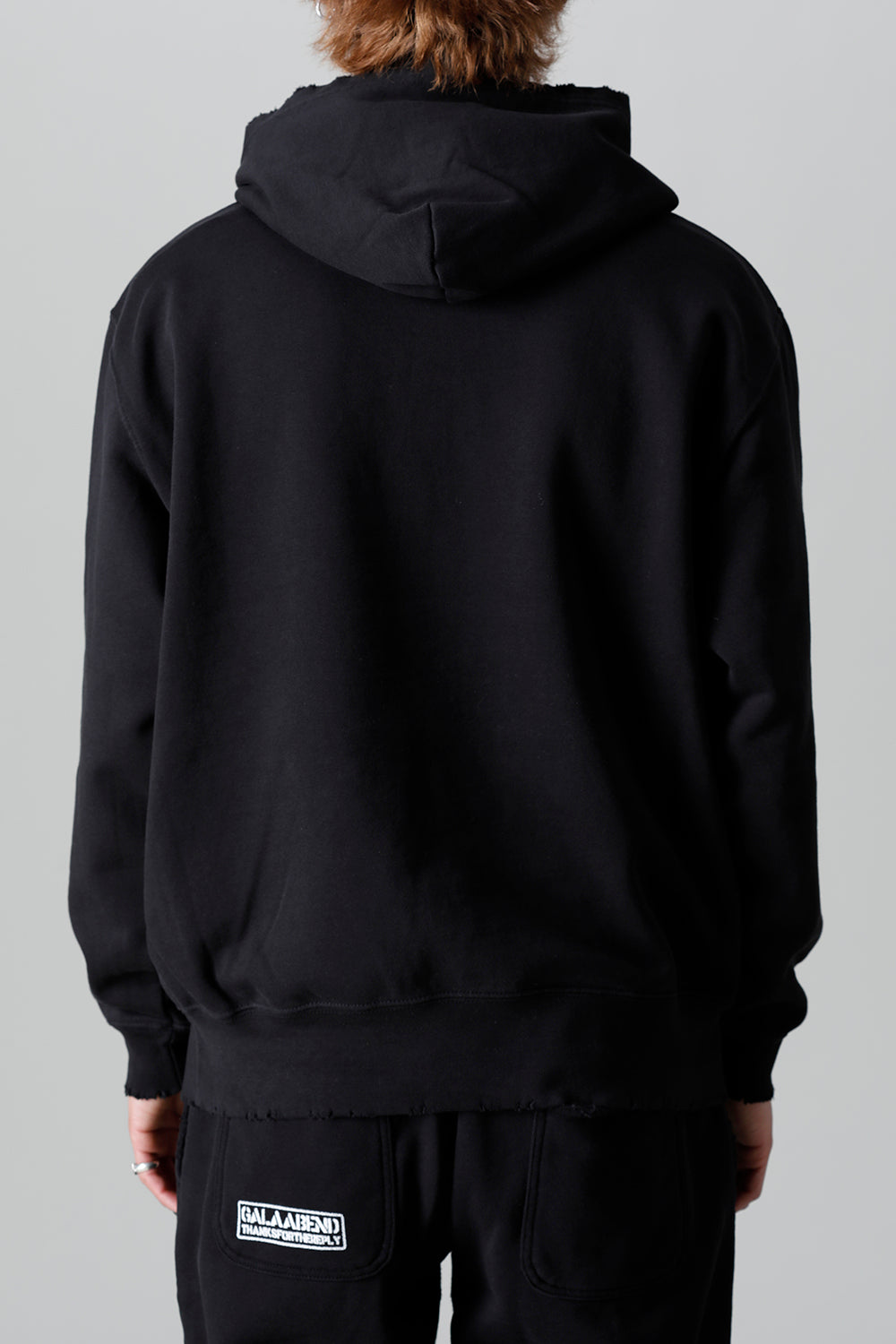 Middle fleece Damage hoodie Black