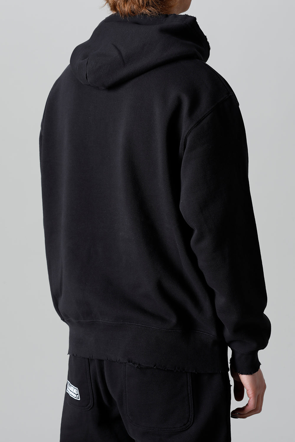 Middle fleece Damage hoodie Black