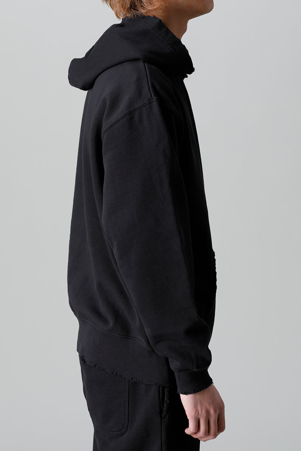 Middle fleece Damage hoodie Black