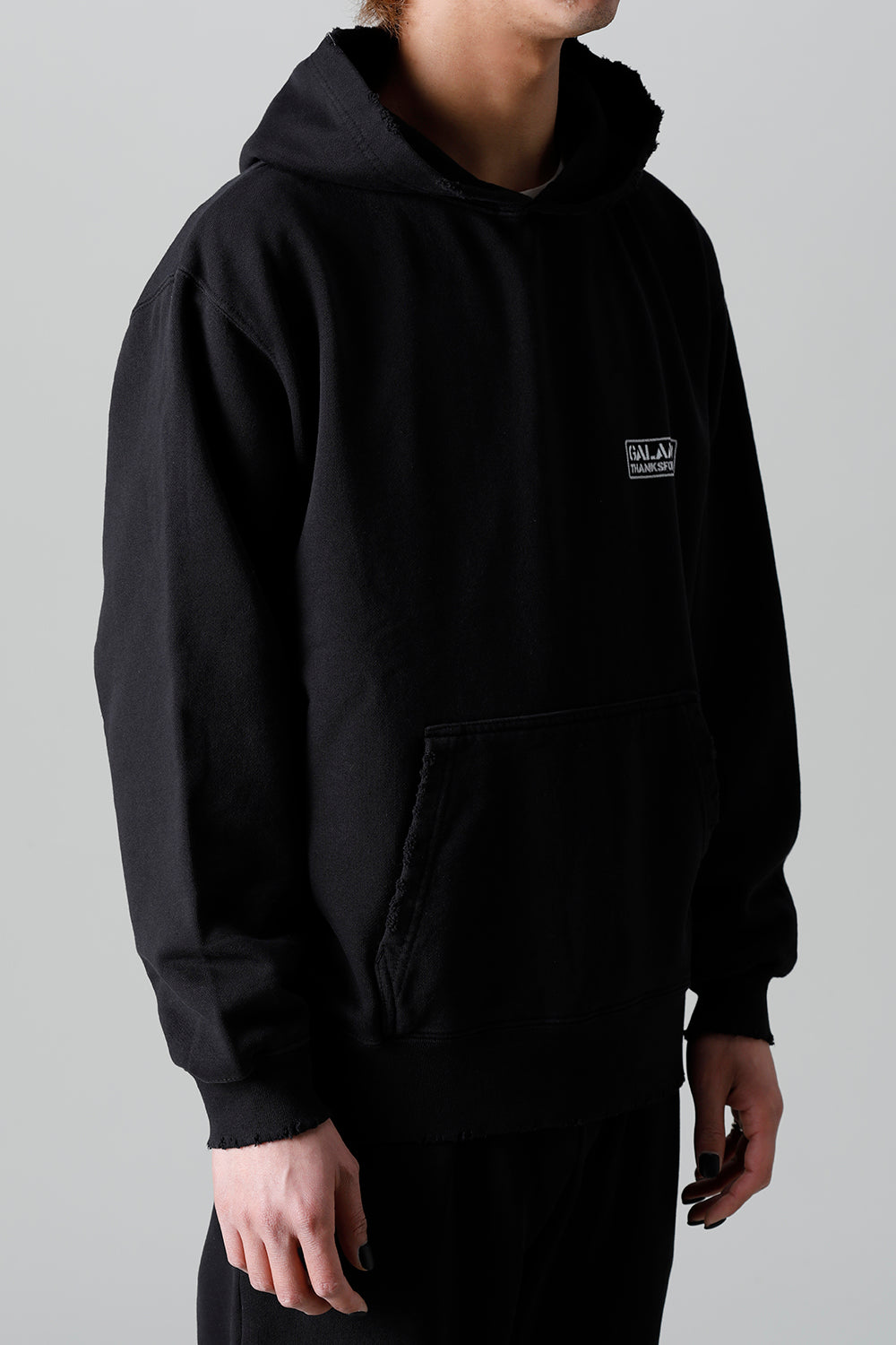 Middle fleece Damage hoodie Black