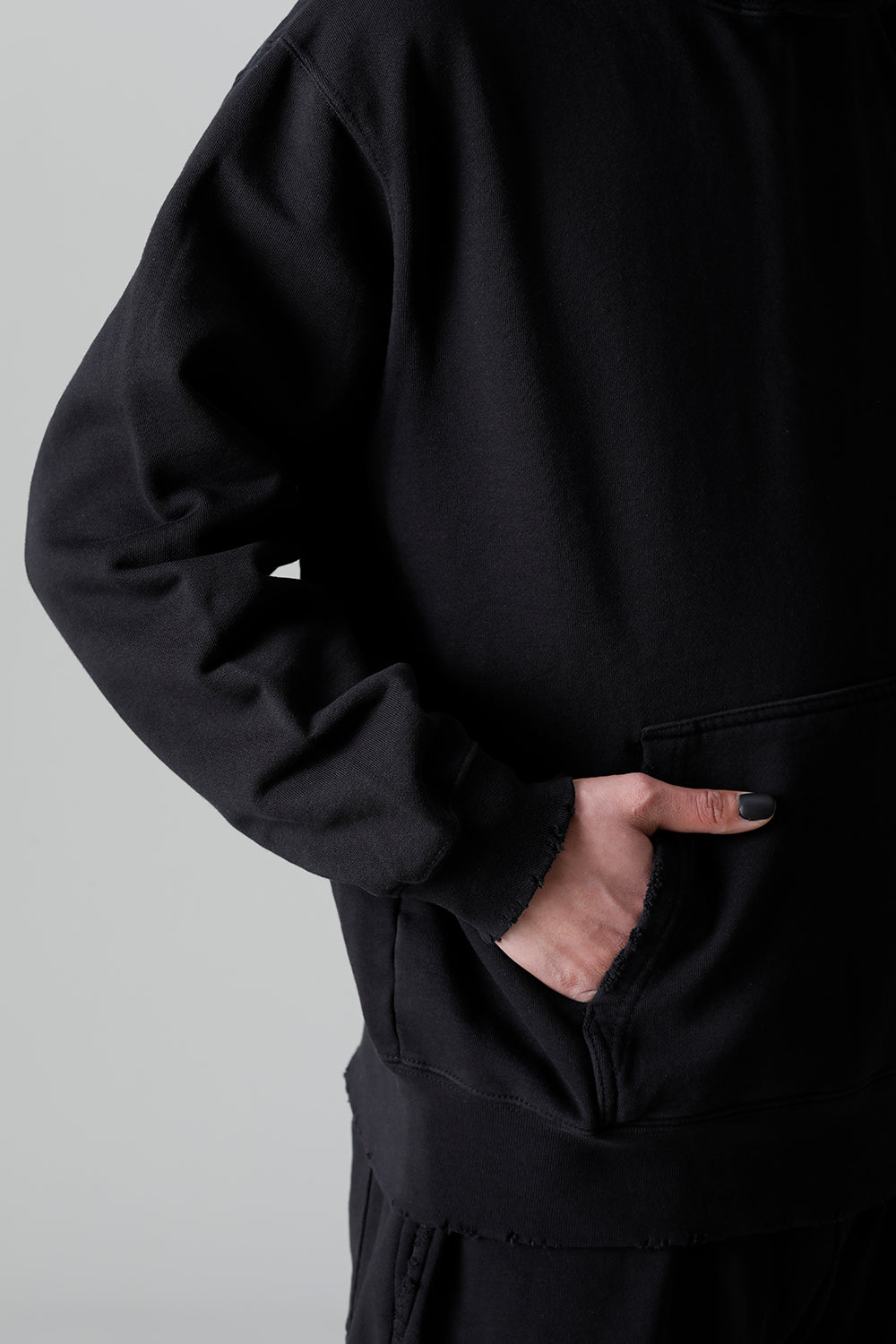 Middle fleece Damage hoodie Black