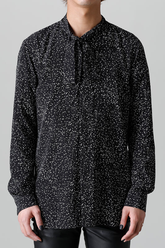 Dechine Random Dot print Ribbon Shirt Black × Off White