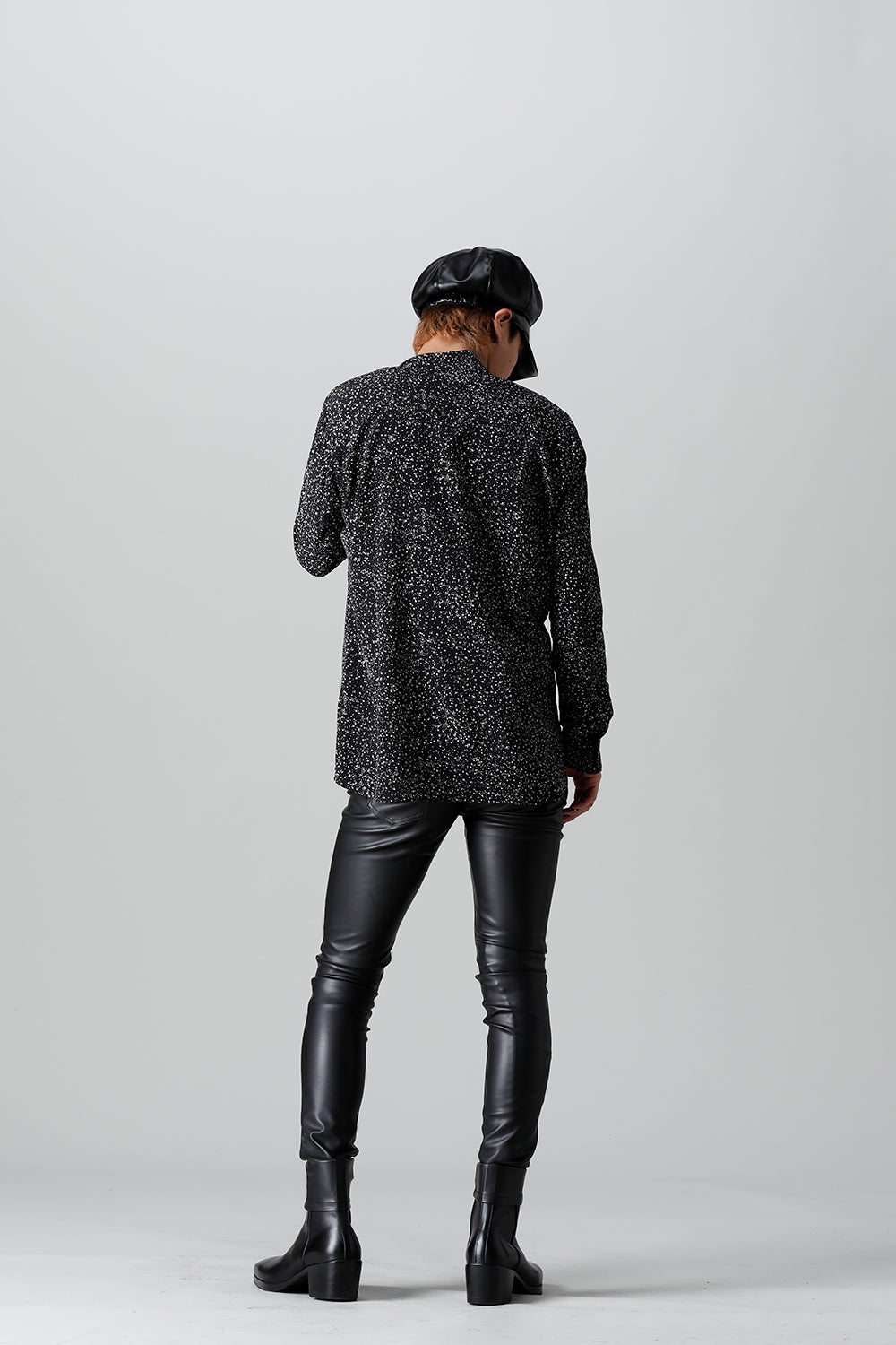 Dechine Random Dot print Ribbon Shirt Black × Off White