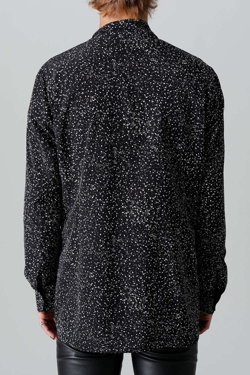 Dechine Random Dot print Ribbon Shirt Black × Off White