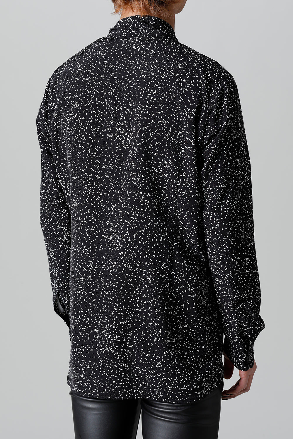 Dechine Random Dot print Ribbon Shirt Black × Off White