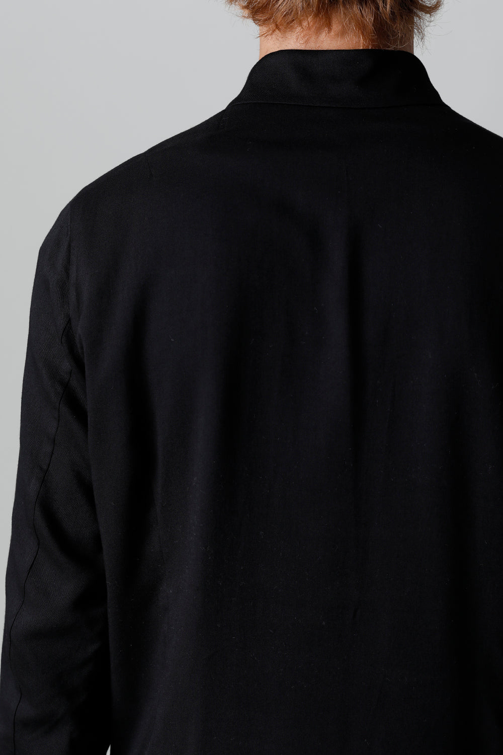 レーヨン ツイル 刺繍 レギュラー シャツ ブラック