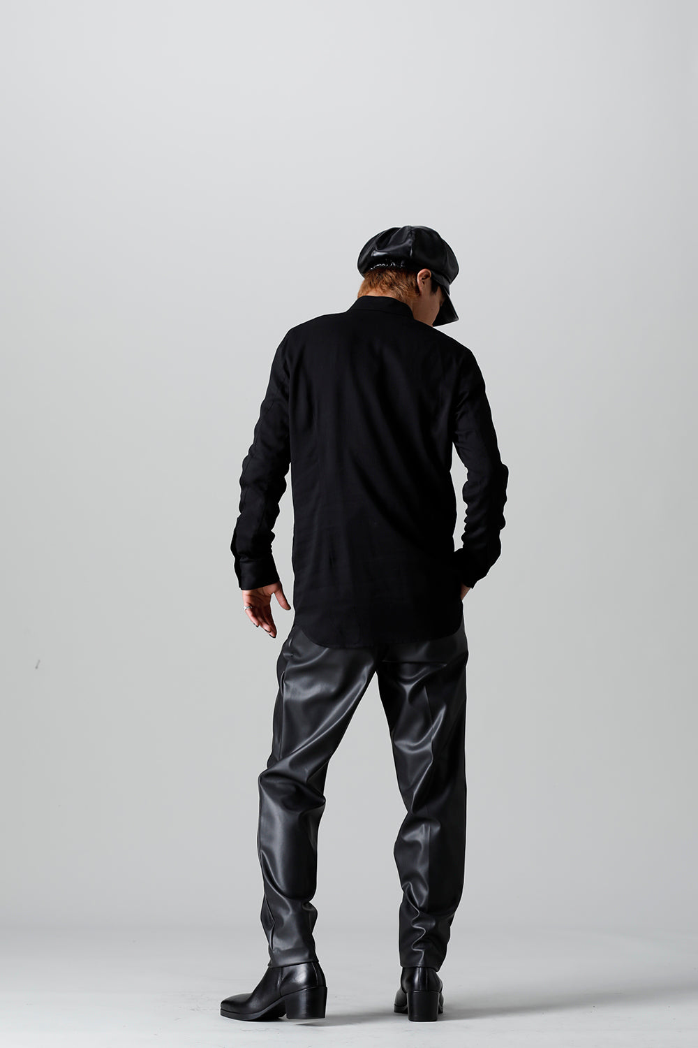 レーヨン ツイル 刺繍 レギュラー シャツ ブラック