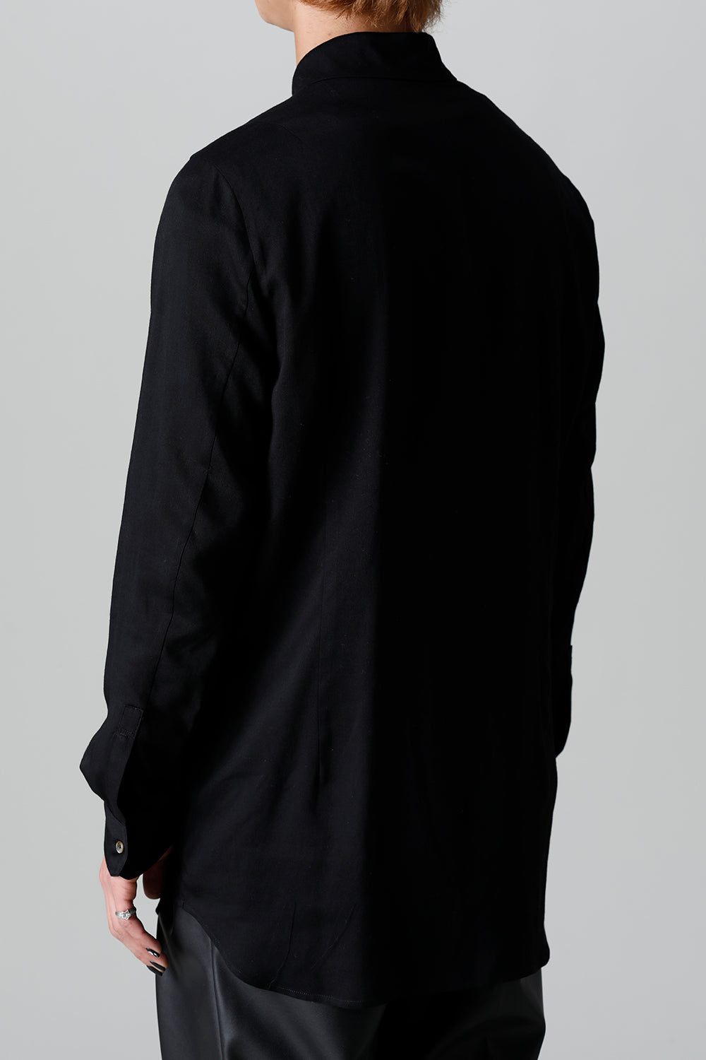 レーヨン ツイル 刺繍 レギュラー シャツ ブラック