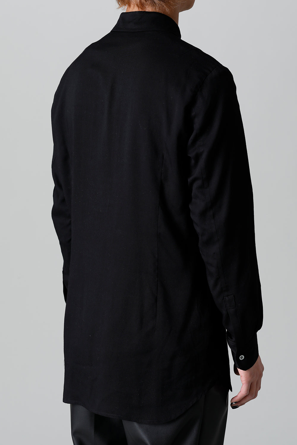 レーヨン ツイル 刺繍 レギュラー シャツ ブラック