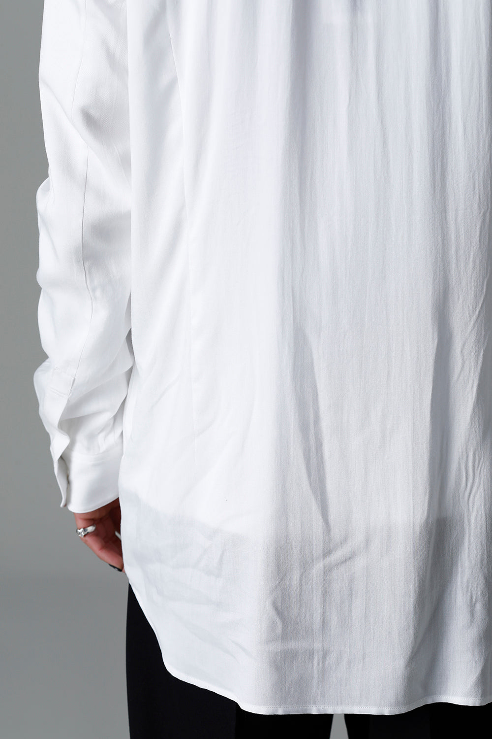 Rayon Twill Embroidery Regular Shirt Off White