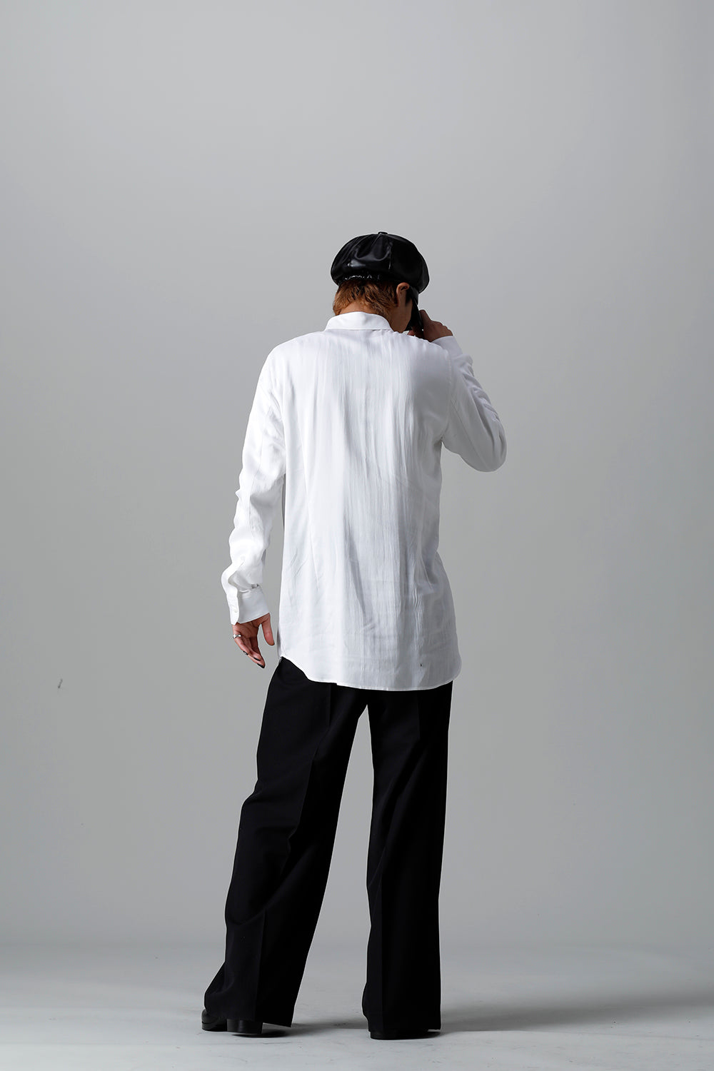 Rayon Twill Embroidery Regular Shirt Off White