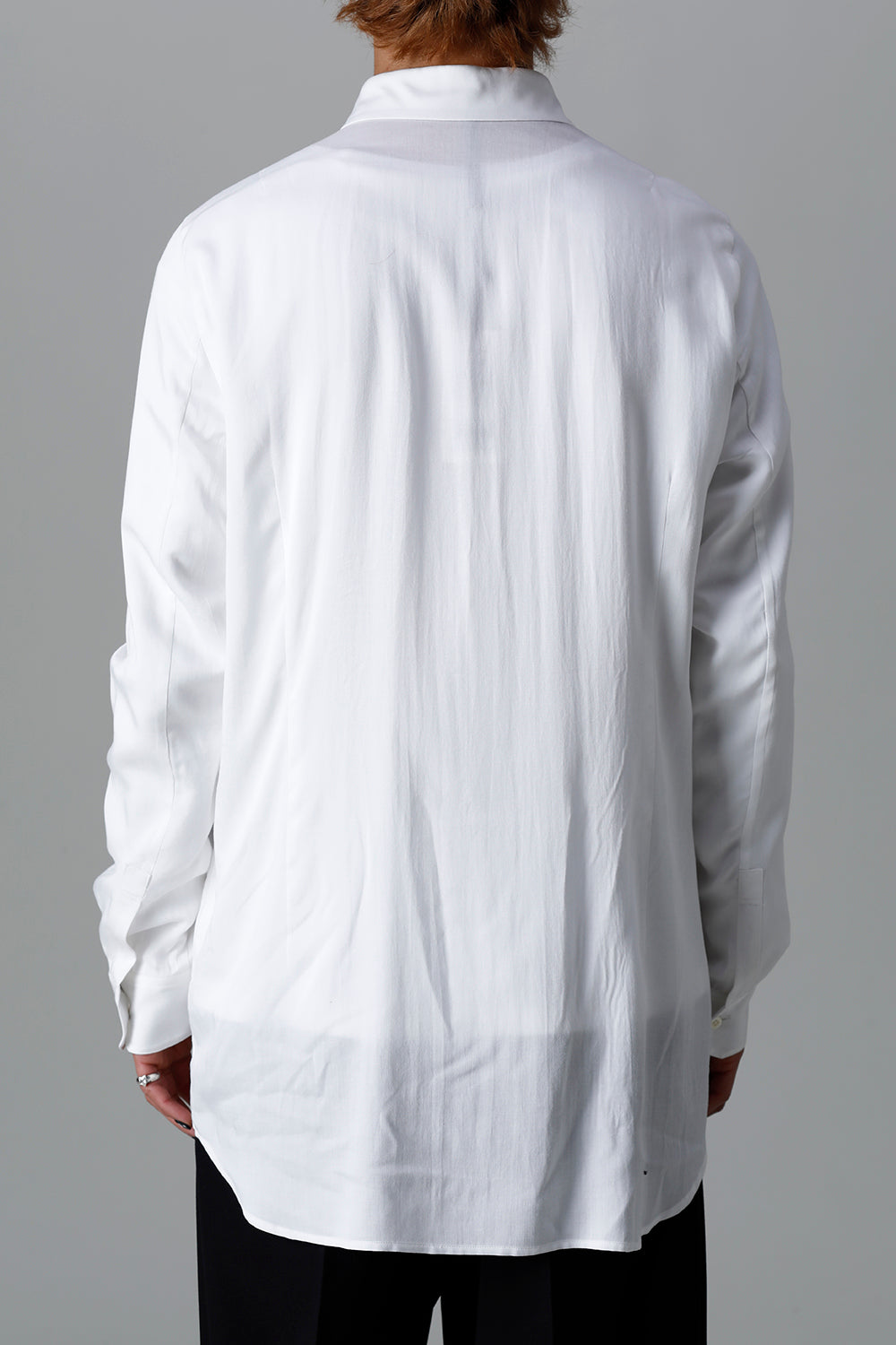 Rayon Twill Embroidery Regular Shirt Off White