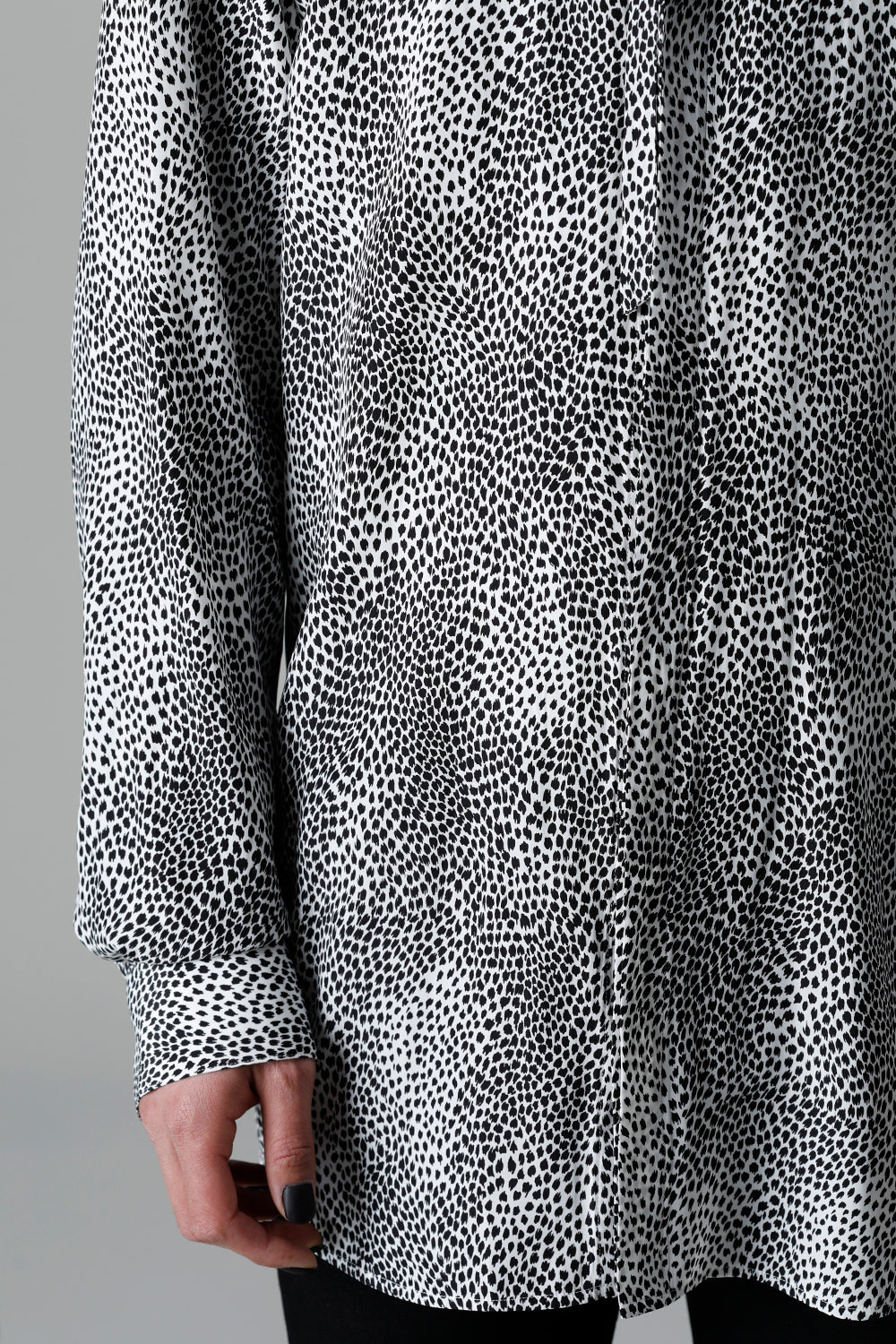 Decin Leopard Print Regular Shirt With Ribbon Off White x Black