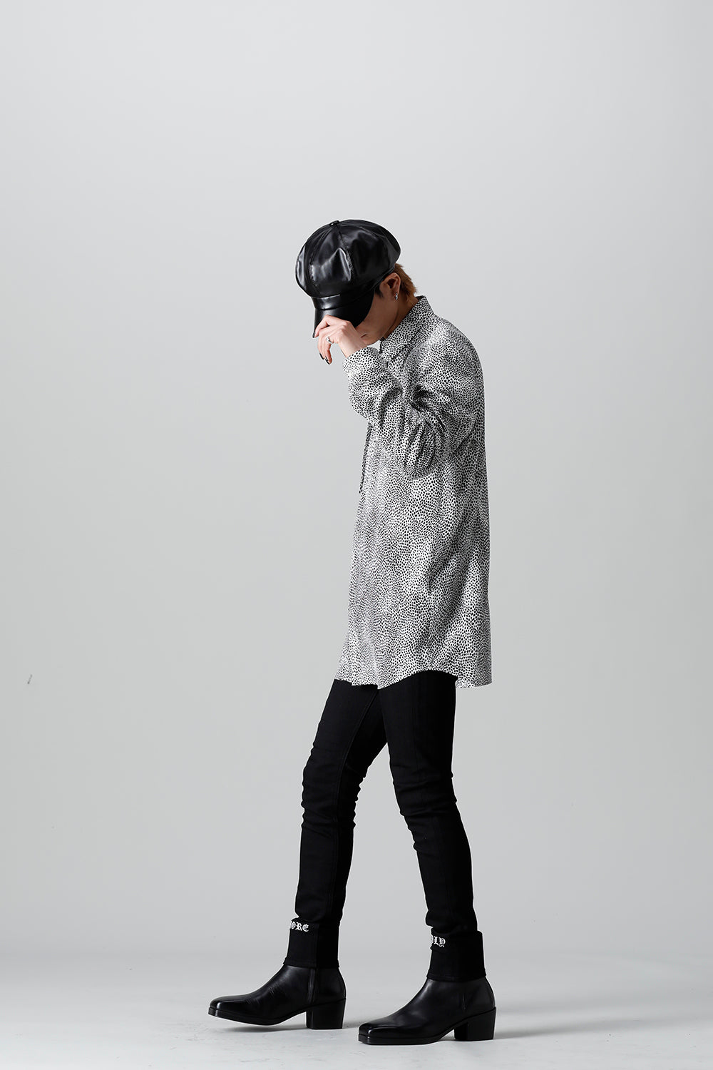 Decin Leopard Print Regular Shirt With Ribbon Off White x Black