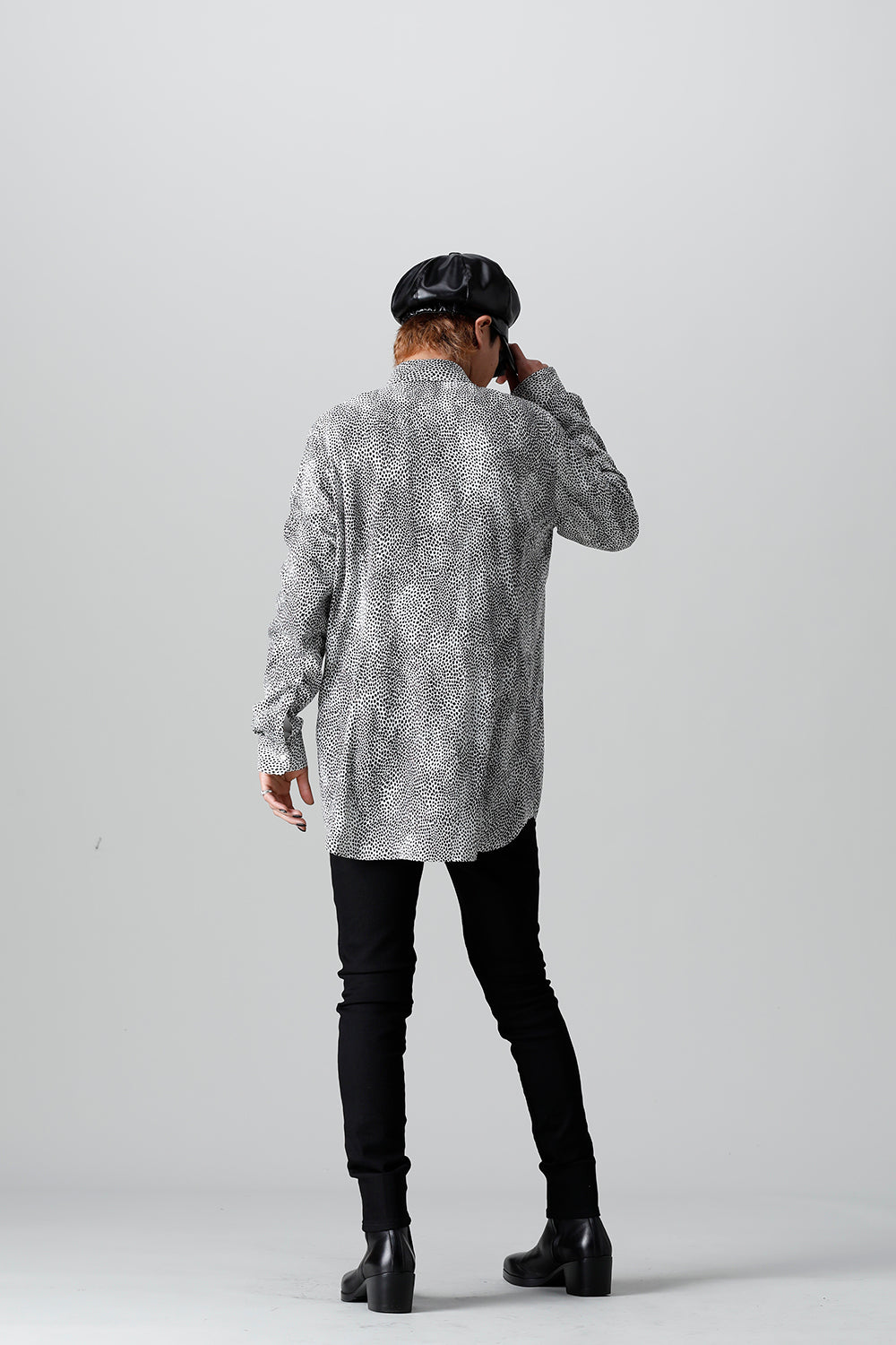 Decin Leopard Print Regular Shirt With Ribbon Off White x Black