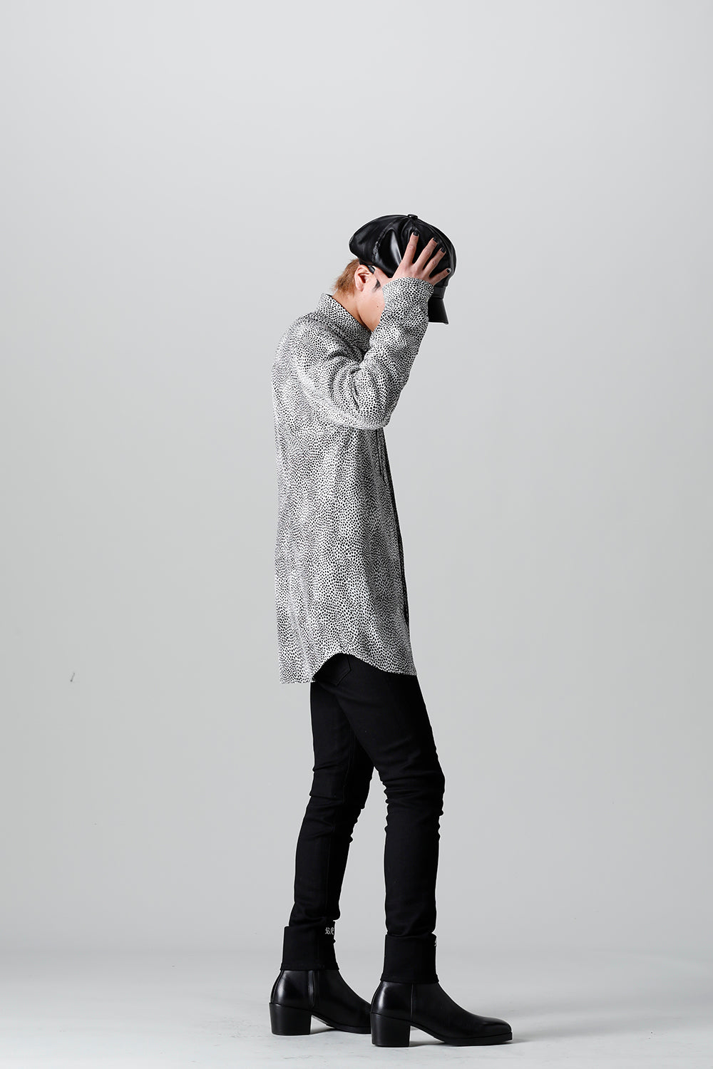 Decin Leopard Print Regular Shirt With Ribbon Off White x Black