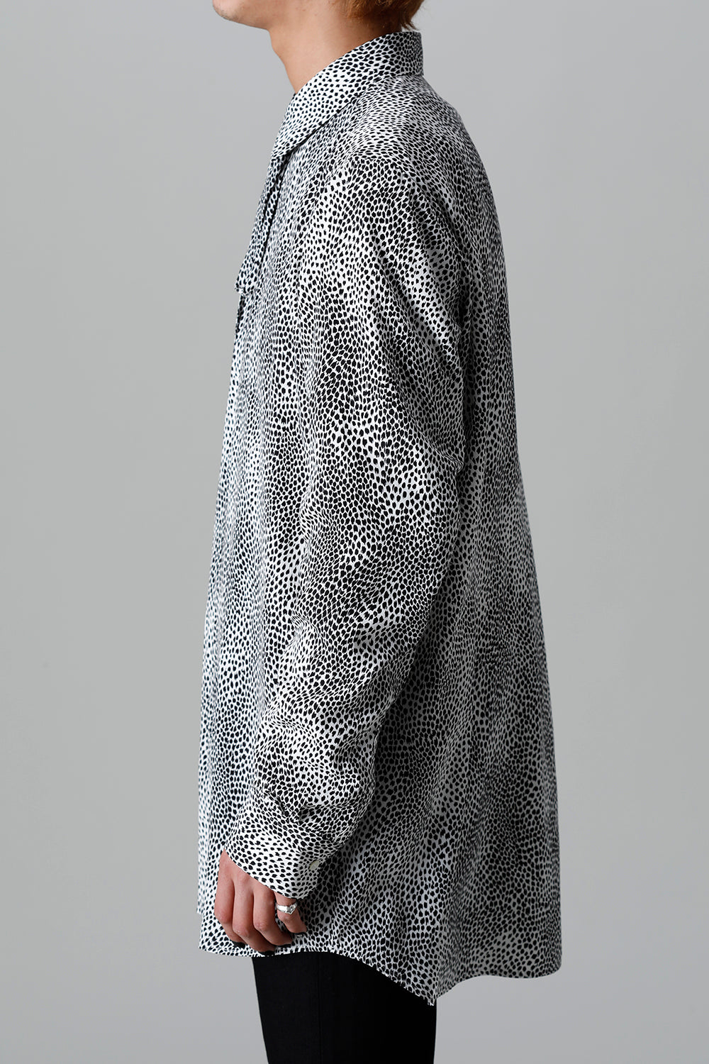 Decin Leopard Print Regular Shirt With Ribbon Off White x Black