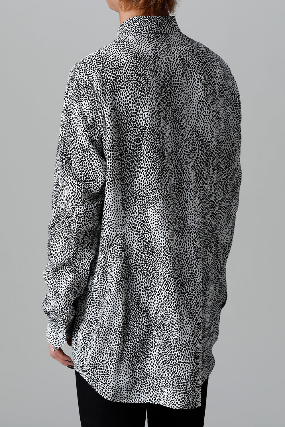 Decin Leopard Print Regular Shirt With Ribbon Off White x Black