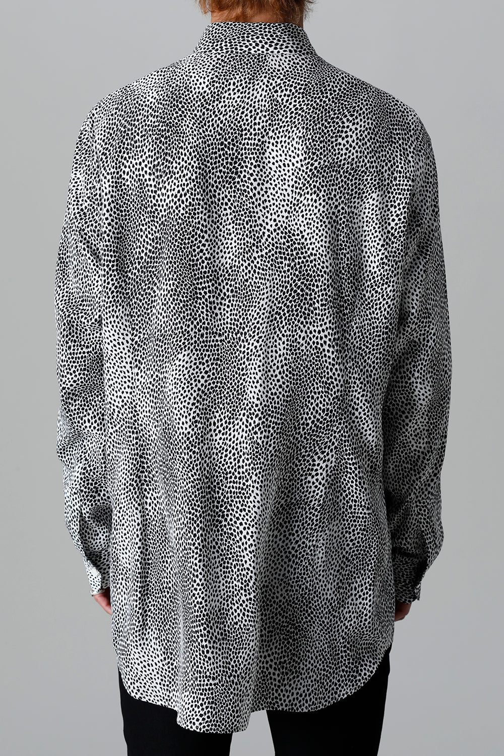 Decin Leopard Print Regular Shirt With Ribbon Off White x Black