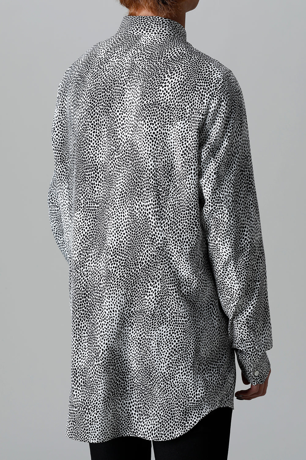 Decin Leopard Print Regular Shirt With Ribbon Off White x Black