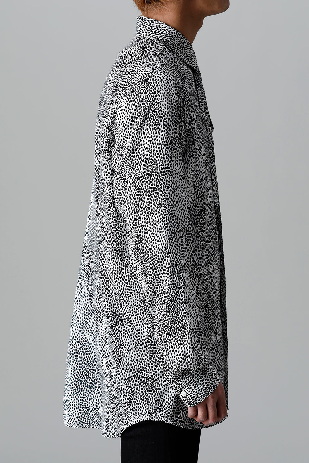 Decin Leopard Print Regular Shirt With Ribbon Off White x Black