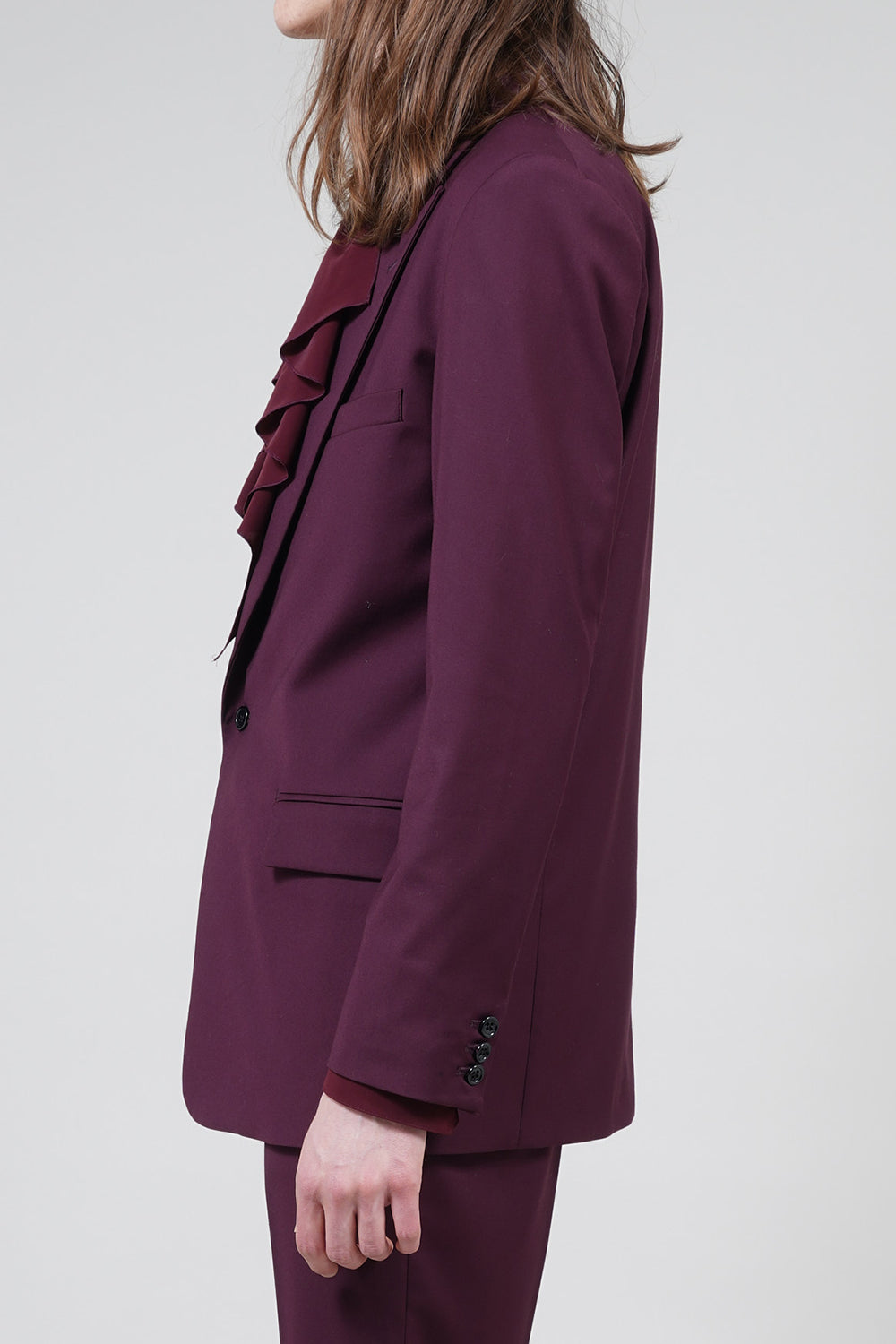 T/R Stretch Twill Peaked Lapel 1B Jacket Bordeaux