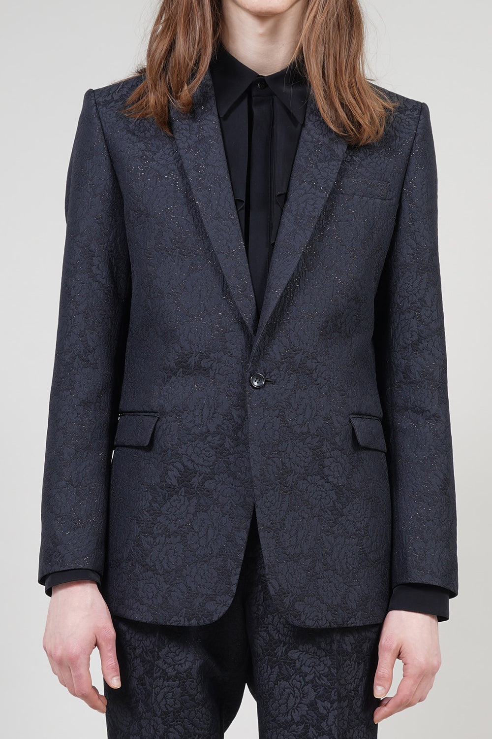 Fukre Rose Jaggard Narrow Peaked Lapel 1B Jacket Black