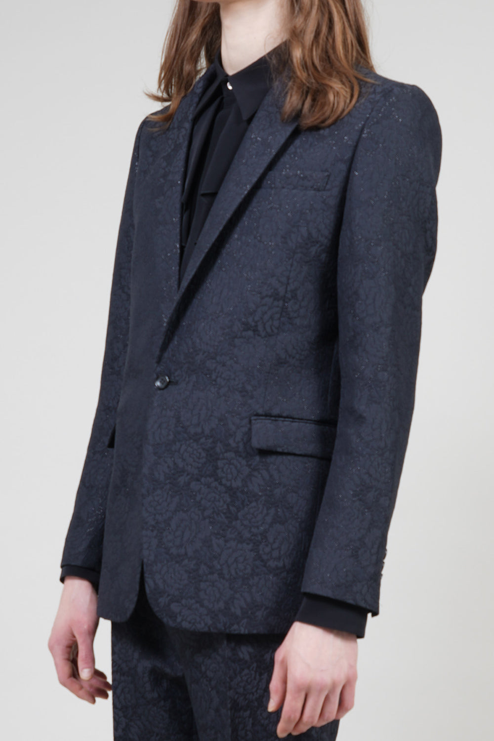 Fukre Rose Jaggard Narrow Peaked Lapel 1B Jacket Black