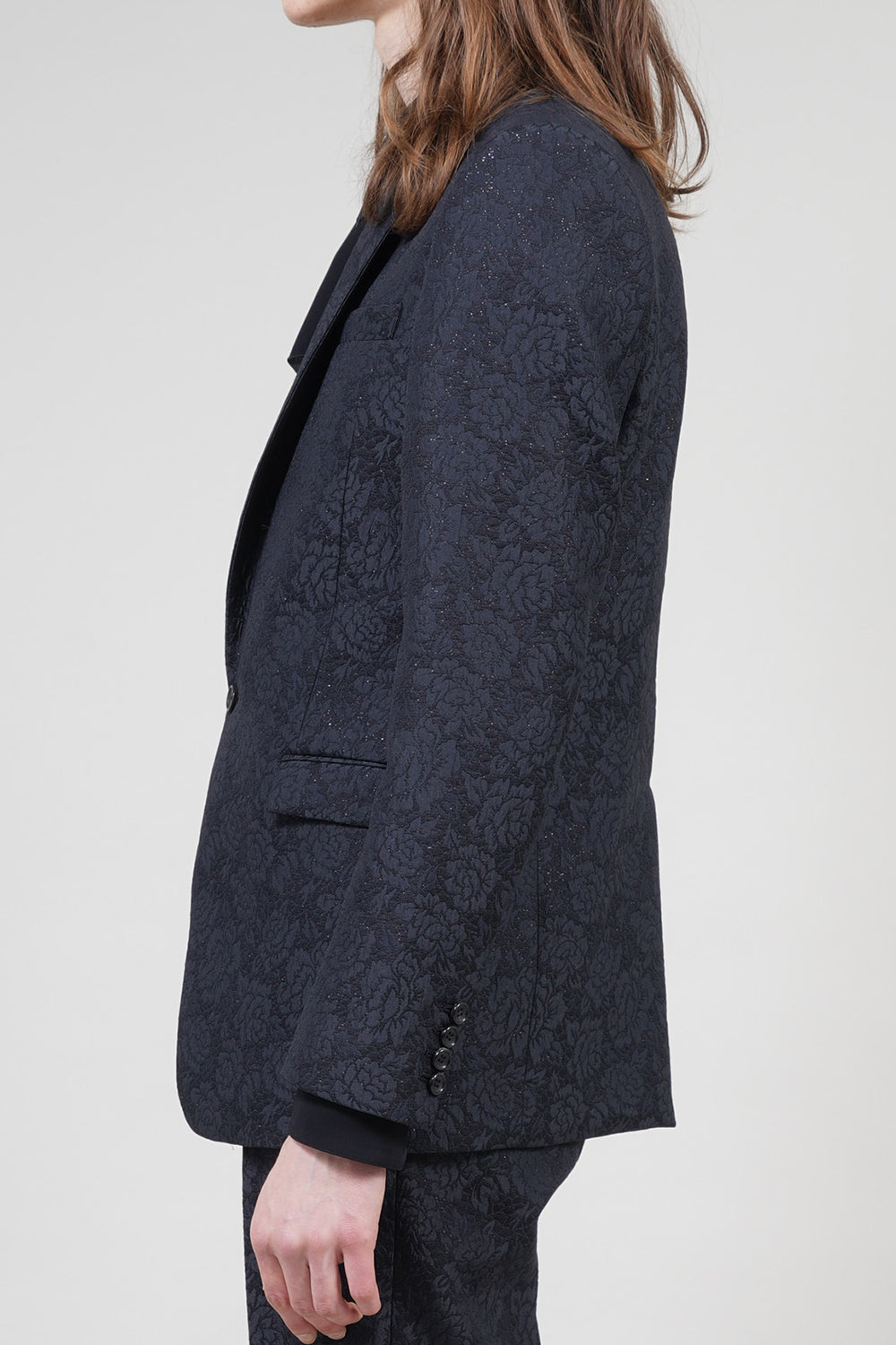 Fukre Rose Jaggard Narrow Peaked Lapel 1B Jacket Black