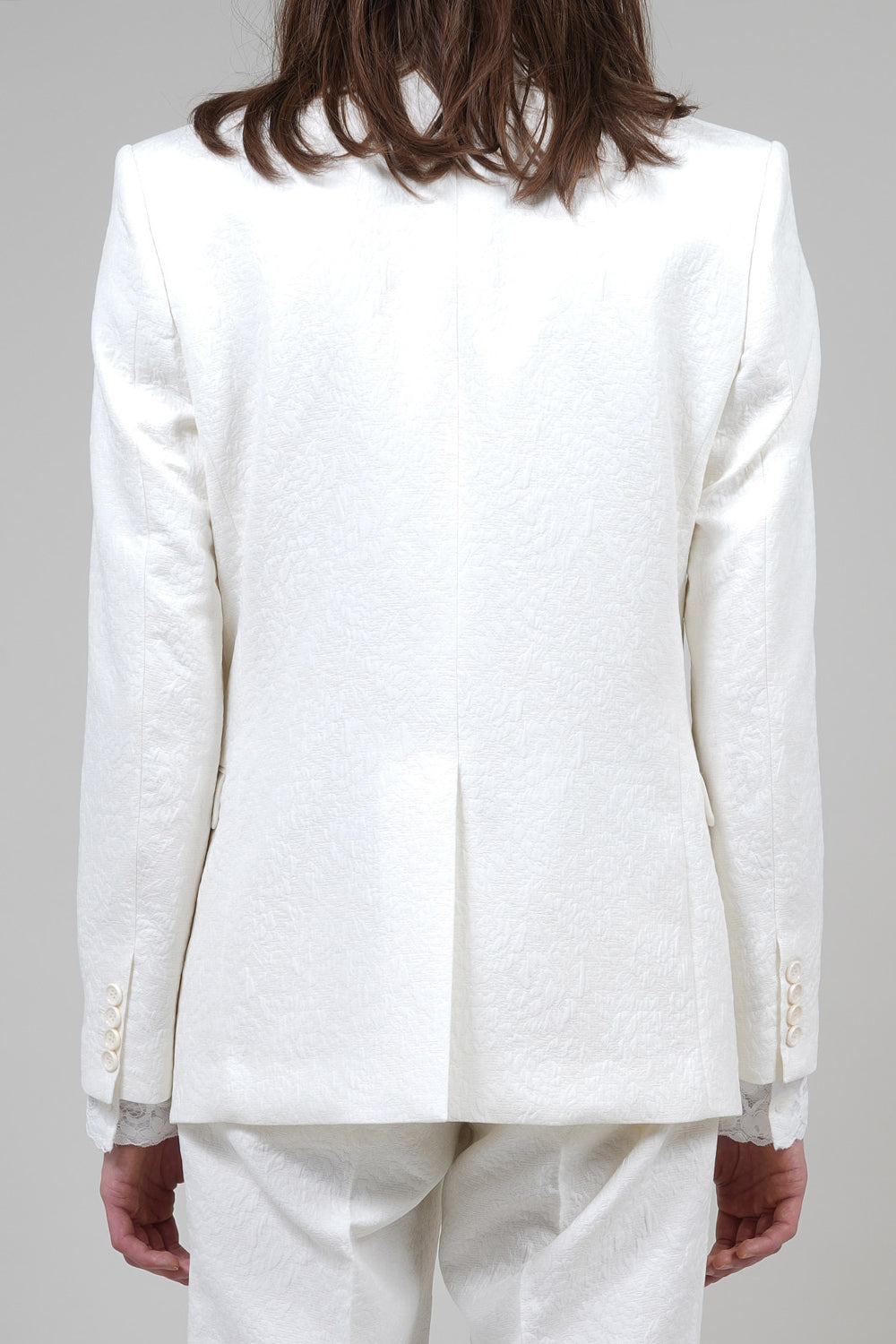 Fukre Rose Jaggard Narrow Peaked Lapel 1B Jacket Cream