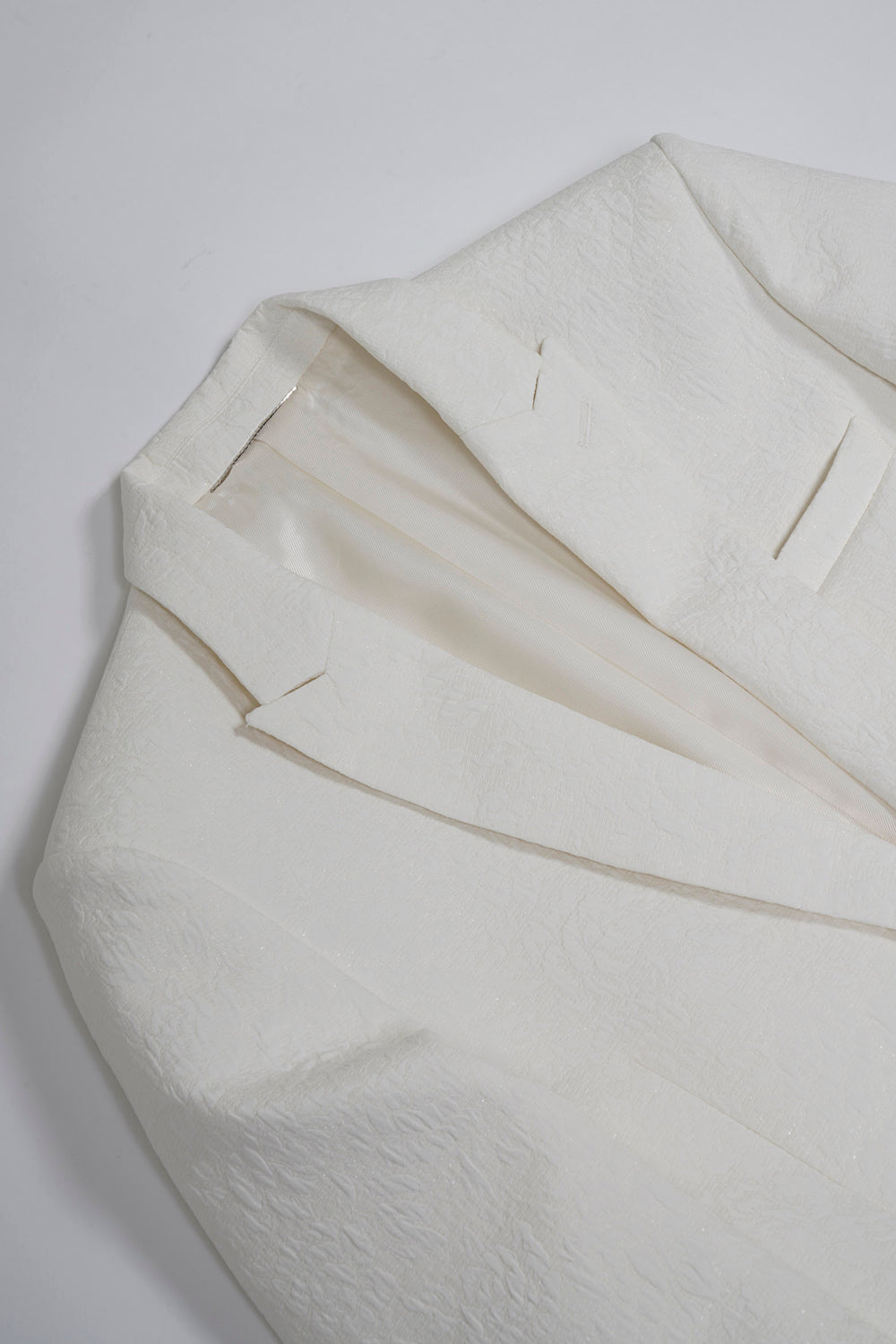 Fukre Rose Jaggard Narrow Peaked Lapel 1B Jacket Cream