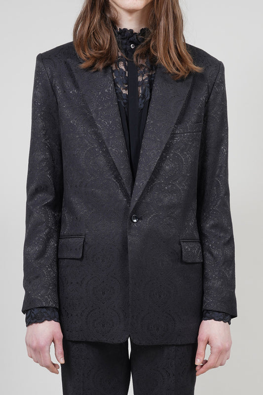 Shiny Owner Jaggard Peaked Lapel 1B Jacket Black