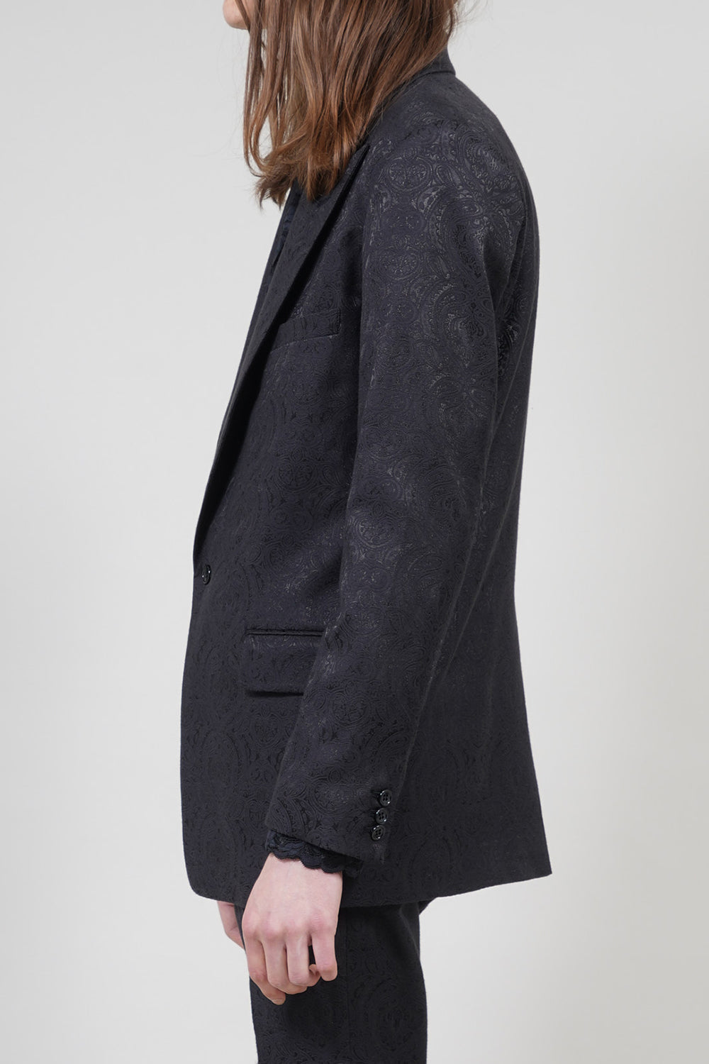 Shiny Owner Jaggard Peaked Lapel 1B Jacket Black