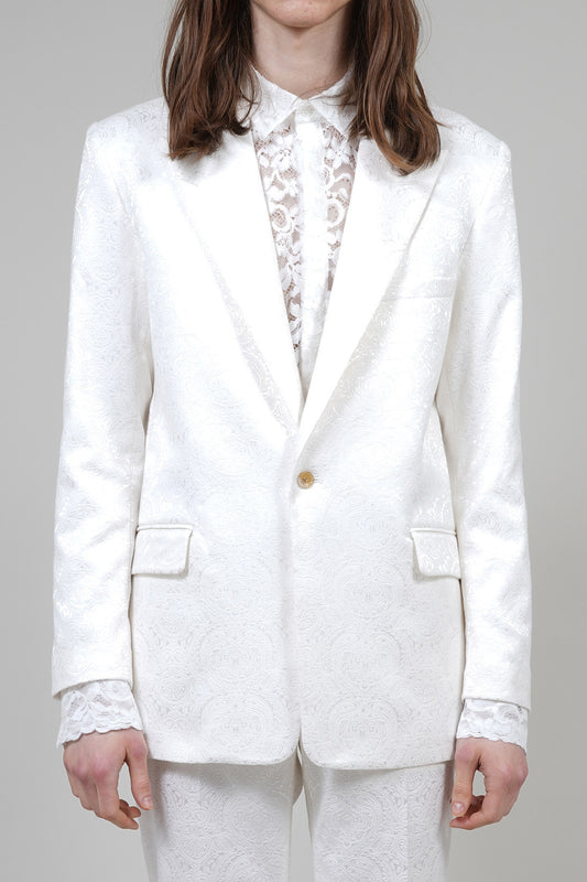 Shiny Owner Jaggard Peaked Lapel 1B Jacket Cream