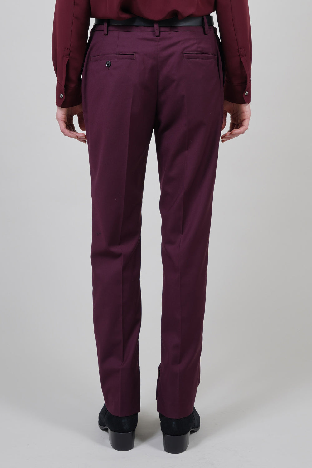 T/R Stretch Twill Fastener Slit Trousers Bordeaux